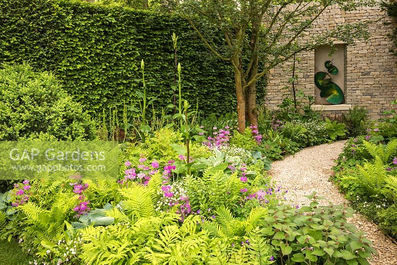 The Morgan Stanley Garden at the RHS Chelsea Flower Show 2017. Sponsor: Morgan Stanley. Designer: Chris Beardshaw. Awarded a Silver Gilt Medal. The M