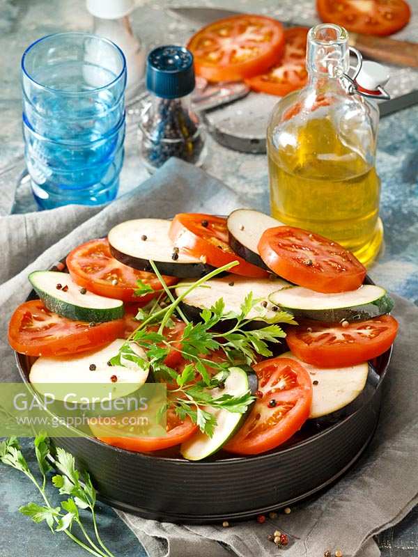 Vegetable dish with tomato and eggplant