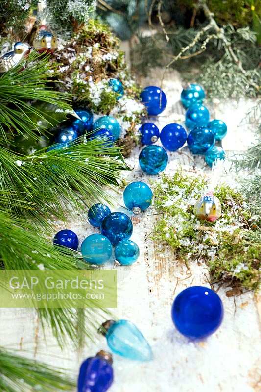 Christmas decoration in blue color tones