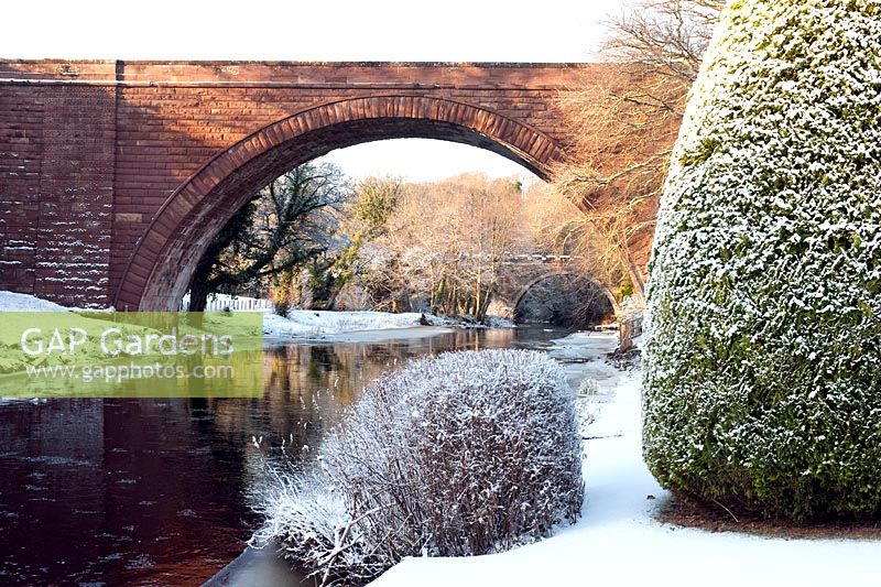 The new bridge over the River Doon, Alloway, Ayrshire, Scotland in winter