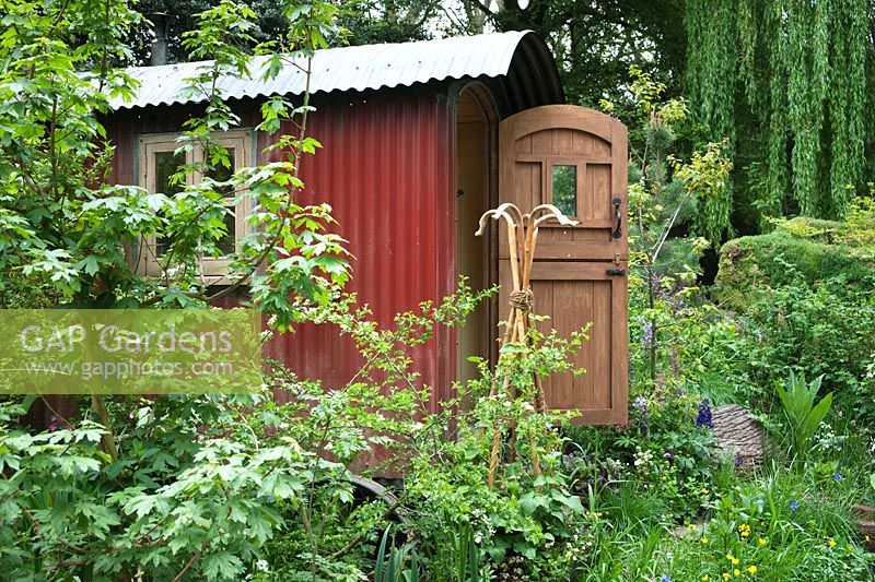 The Plankbridge Shepherd's Hut Garden Sponsor: Plankbridge Hutmakers Ltd Artisan Garden at RHS Chelsea Flower Show 2012