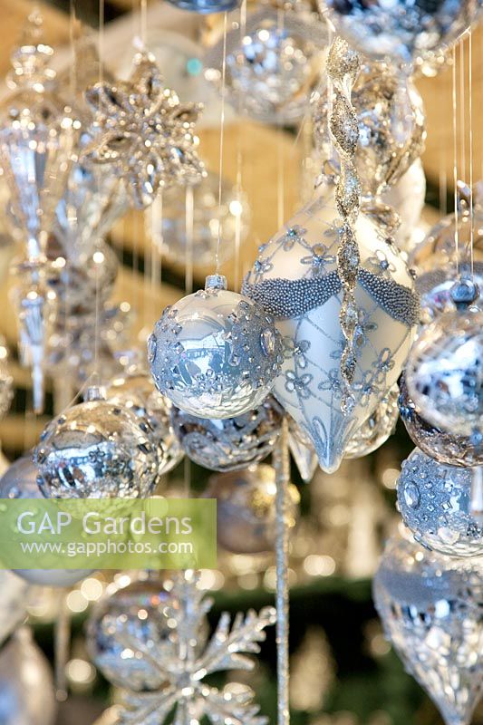 Silver colored Chrismas ornaments