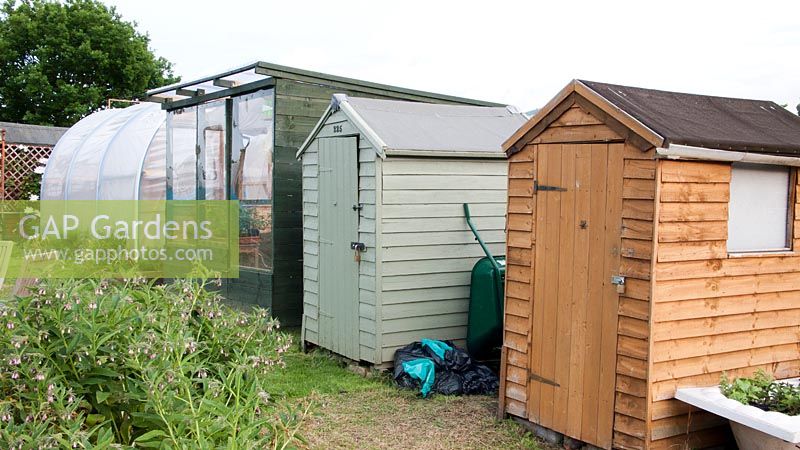 Row of allotment buildings, sheds
