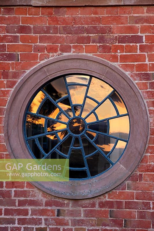 Spider's web style circular window, Morton Hall Gardens, Worcestershire