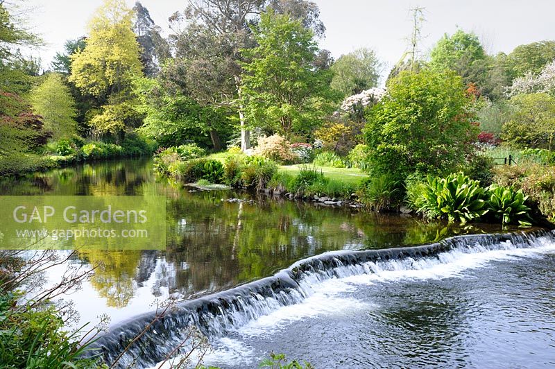 Curved weirs by Thomas Walpole on the River Vartry, Co Wicklow, Ireland.