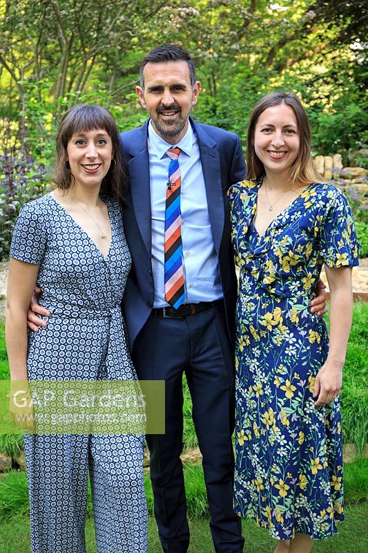 Portrait of designers Kate Savill and Tamara Bridge - The Warner Edwards Garden - RHS Chelsea Flower Show, 2018