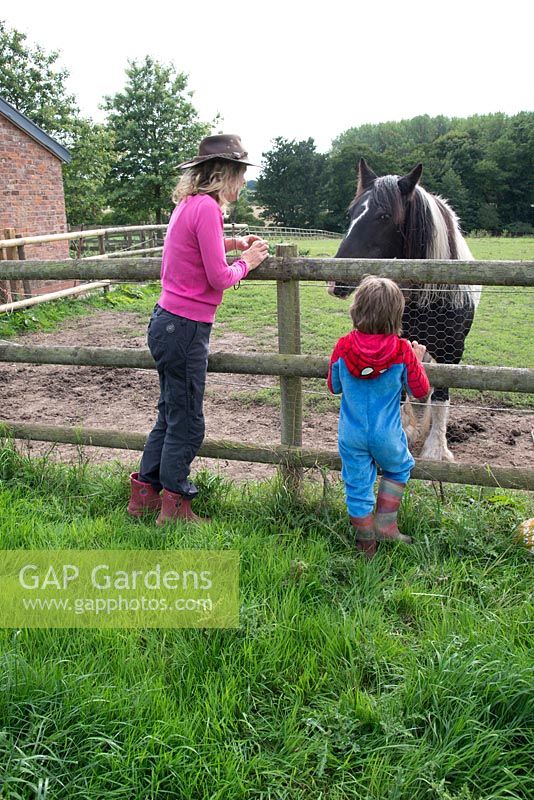 Mother and son and their horse