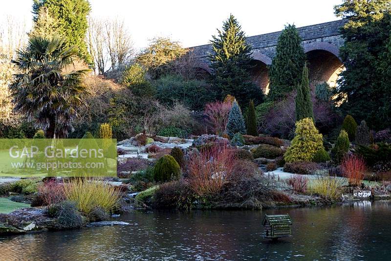 Frosty, winter garden at Kilver Court, Somerset. Designed by Roger Saul of Mulberry.
