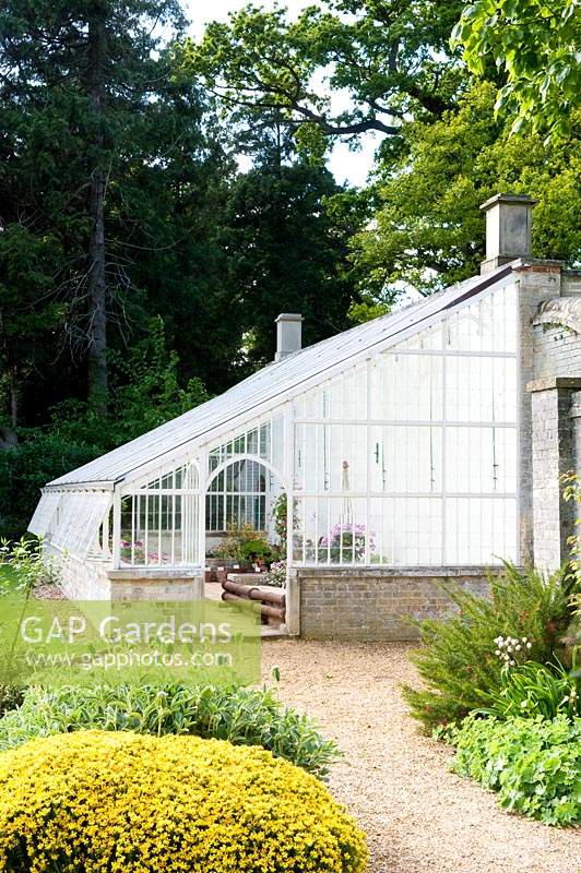 The glass house at Hoveton Hall Gardens, Norwich, UK. 
