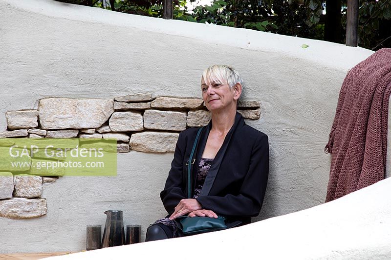 Designer Michelle Brown enjoying a quiet moment in the The Kingston Maurward Garden she designed. Sponsors: Miles Brown, Kingston Maurward College, Goulds Garden Centre, Wilks Landscaping, Holme for Gardens and The Green Gardener