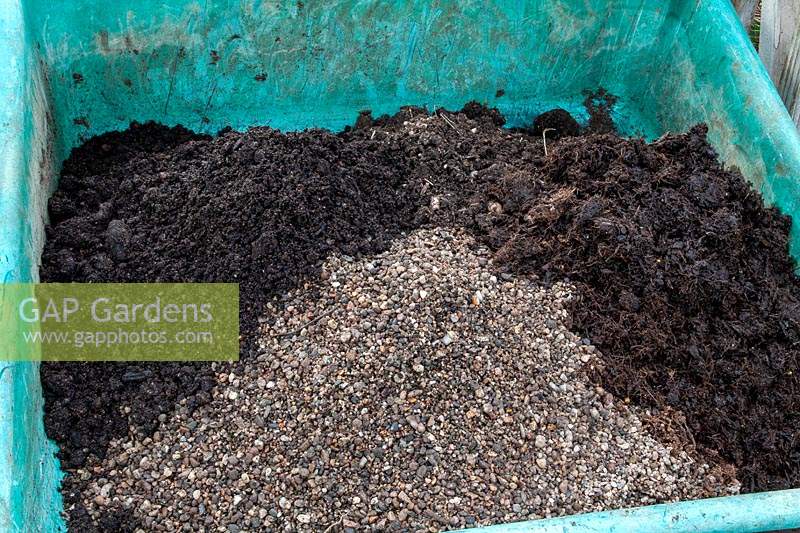 Ingredients for a gritty cactus and succulent compost - one third each of the following - soiless compost, John innes number 2 and potting grit