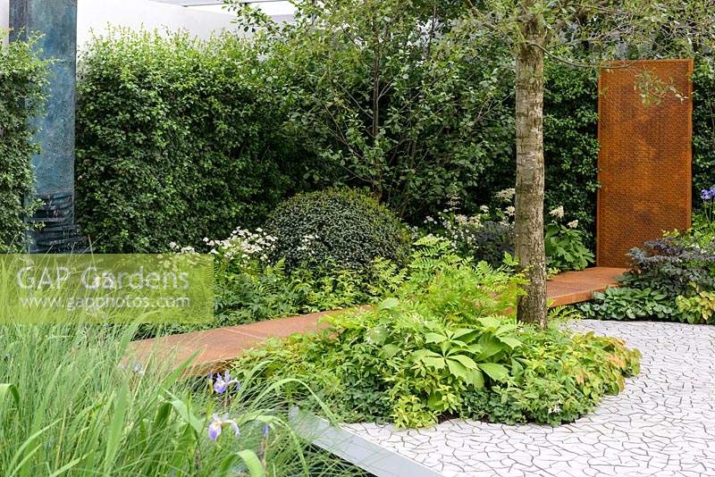 Overview of The Waterscape Garden at RHS Chelsea Flower Show 2014 - Sponsor: RBC