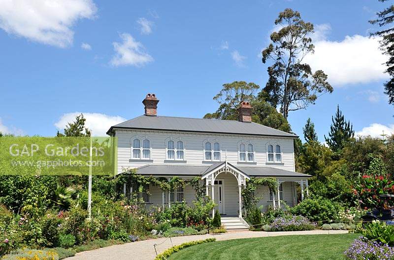 Front garden of The Mansfield Garden, themed on the novel by Katherine Mansfield 'The Garden Party' in Hamilton, New Zealand