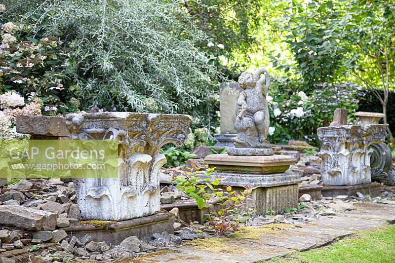 Garden of broken and reclaimed stone statuary 