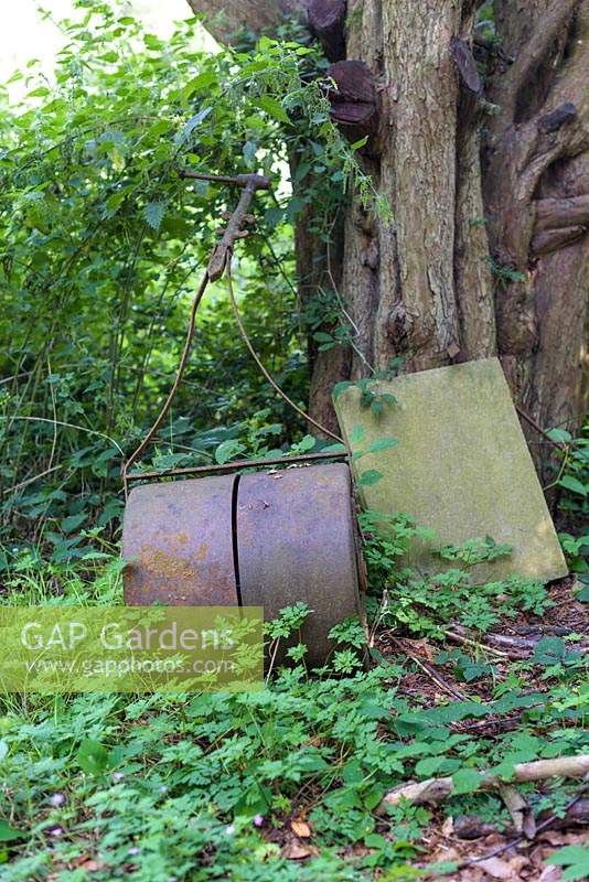 A vintage garden roller. 