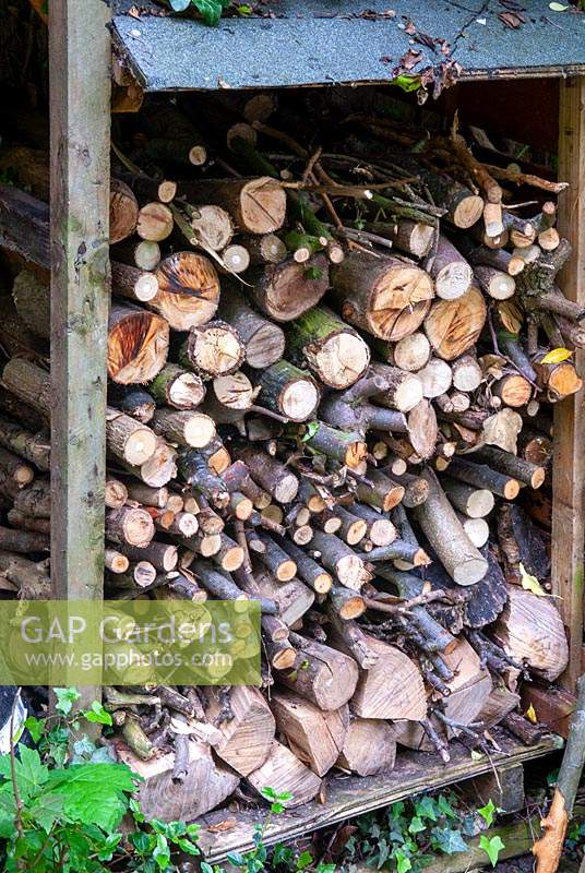 Firewood in dry storage  - Open Gardens Day, Coddenham, Suffolk