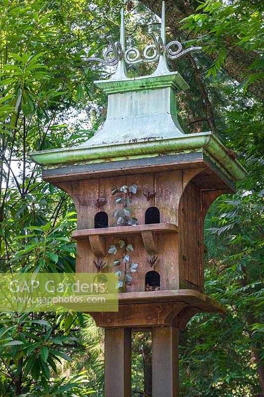 Ornate wood and copper bespoke bird house