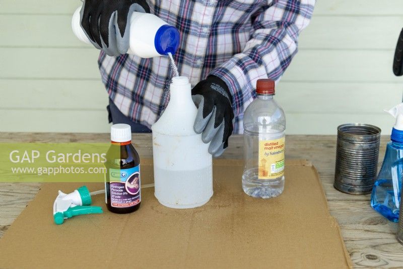 Woman pouring salt to mix with vinegar