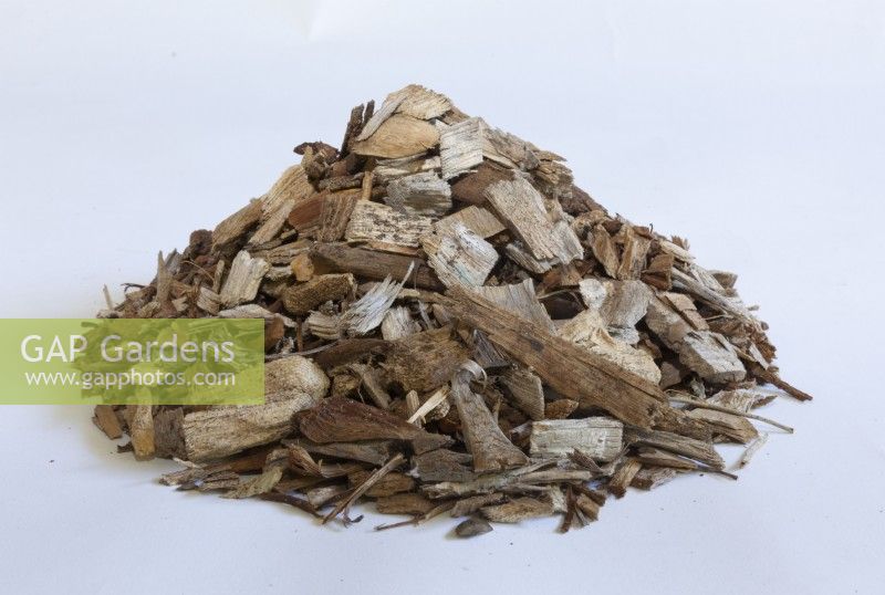 Bark mulch on a white background