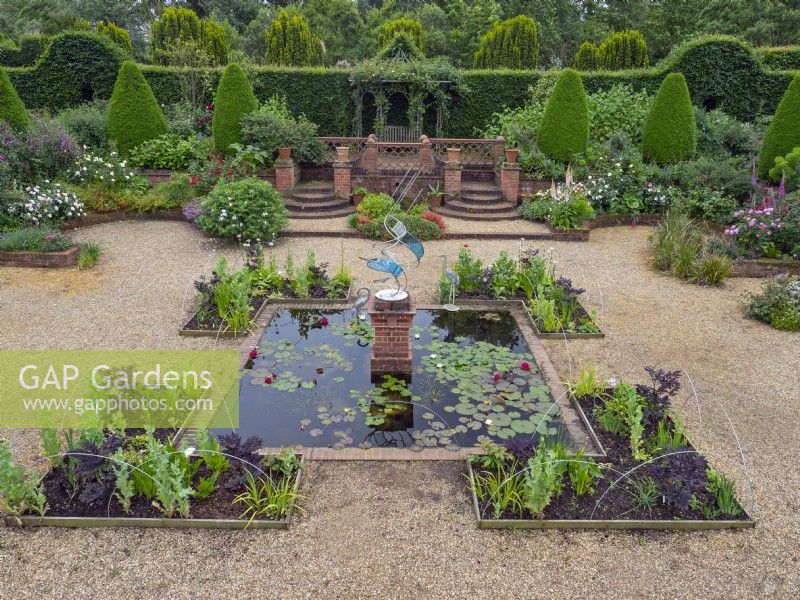 The sunken garden at East Ruston gardens in Norfolk June