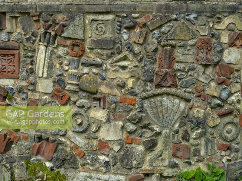 Decorative wall in the Plantation garden in Norwich Norfolk Mid April   Norfolk