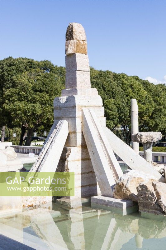 Monument to the 25th April 1974 revolution at the top of the park. Lisbon, Portugal, September. 