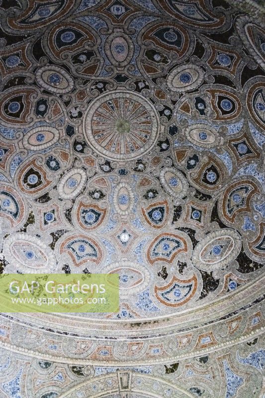 Mosaic ceiling in the Casa do Fresco or House of Frescos. Lisbon, Portugal, September.