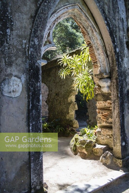 Entrance to the ruin. Sintra, near Lisbon, Portugal. September