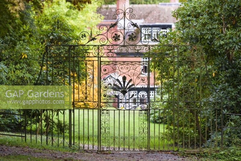 Ornamental gate at Hergest Croft Gardens, Herefordshire in October