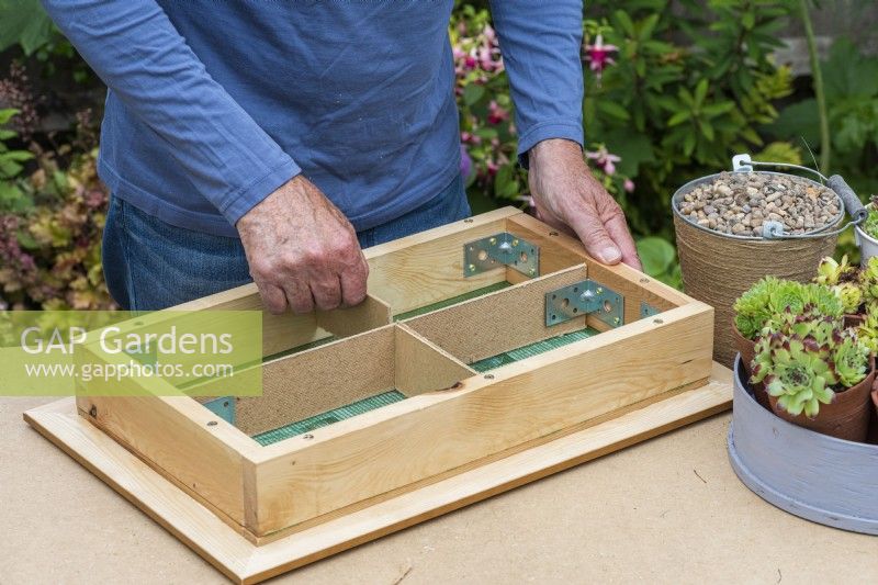 Step-by-Step Making a Succulent Picture. Step 13: place inner dividers, cut to size from oil impregnated hardboard