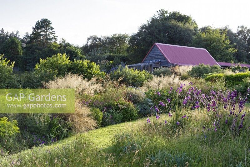 Herbaceous planting, dieramas and grasses; outbuilding
