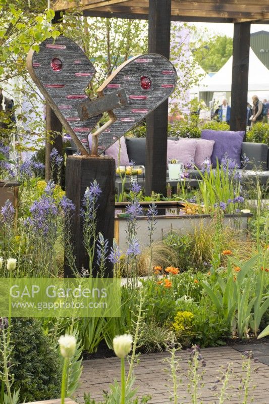 Heart Ornament in the 'Abigail's Footsteps' Show Garden at the RHS Malvern Spring Festival 2022 - Designer Rick Ford - Silver Medal Winner