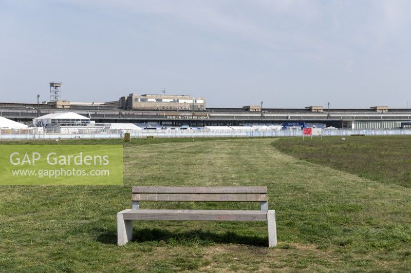Berlin Germany 
Now redundant Berlin Tempelhof Airport. Now a recreational space known as Tempelhofer Feld . 
Benches in front of the former apron and terminal buildings. 