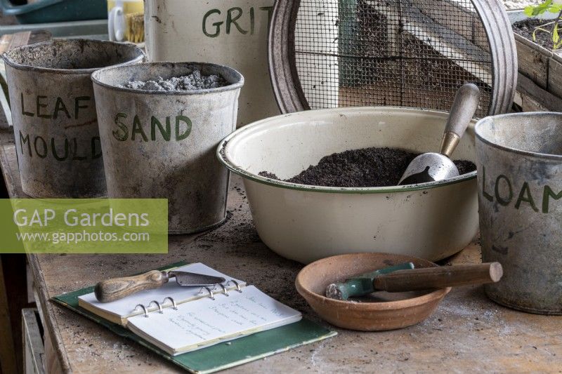 Mixing up a homemade compost, the ingredients