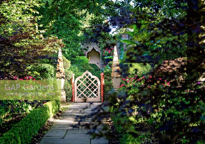 Gate at the end of the Hornbeam Avenue that runs through the Wildflower Meadow, July, 2022.