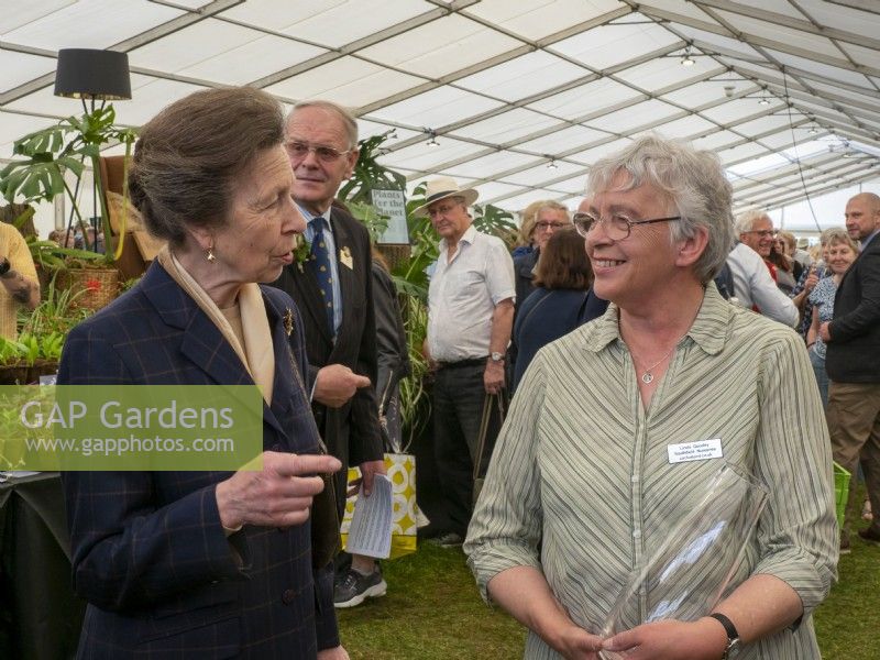 Linda Goodey receiving an award from HRH the Princess Royal at the RHS Malvern Spring Festival.