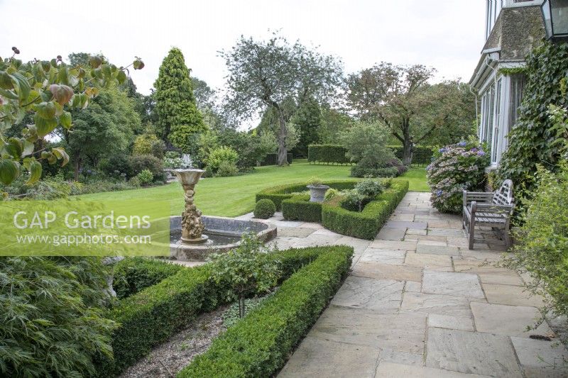 Front garden at The Burrows Gardens, Derbyshire, in August