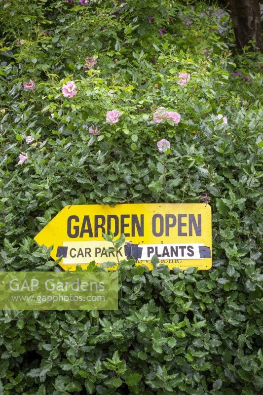 Opening gardens for charity - NGS Gardens Open sign