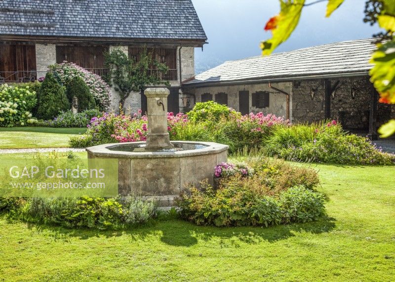 Fountain in the garden, summer August