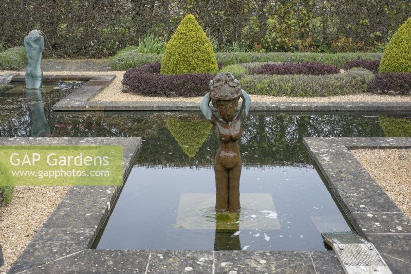 Formal Pool and Knot Garden at Barnsdale Gardens, April