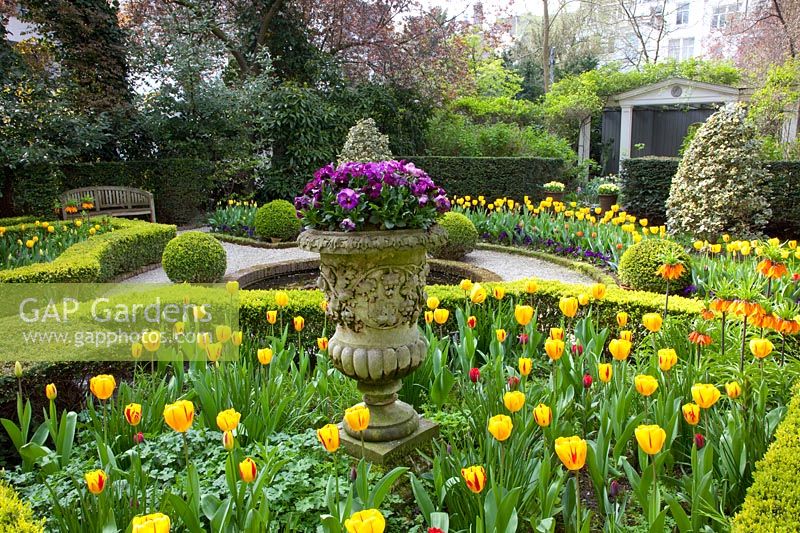 Formal garden with bulb plants 