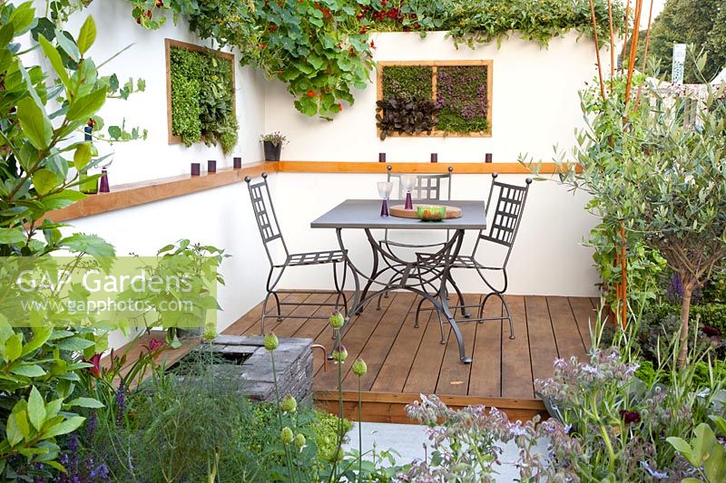 Terrace with vegetables and herbs 