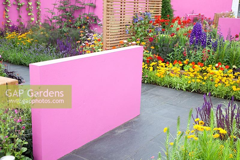 Modern garden with privacy walls 