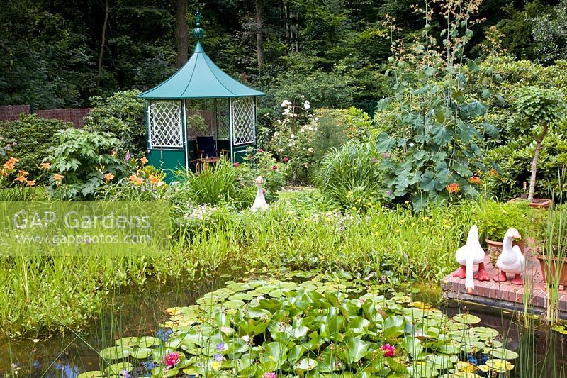 Pond with pavilion 