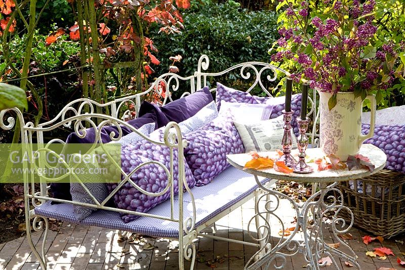 Autumnal seating in the pavilion 