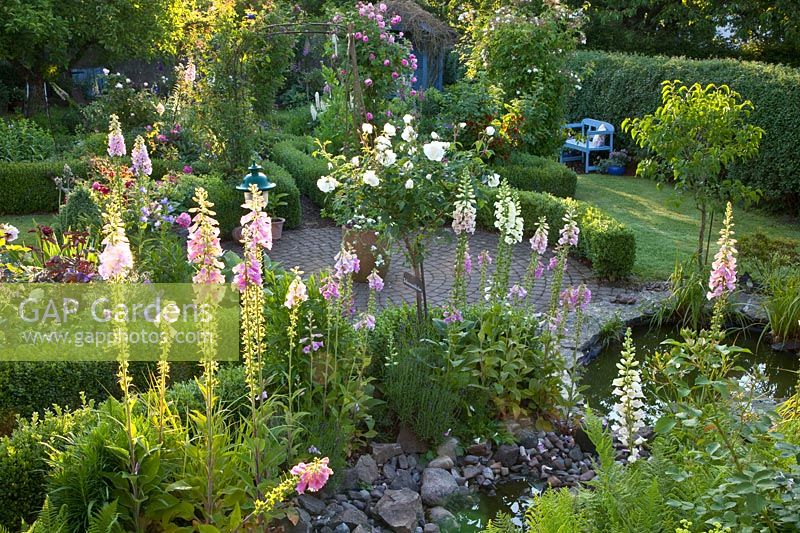 Country house garden with stream 