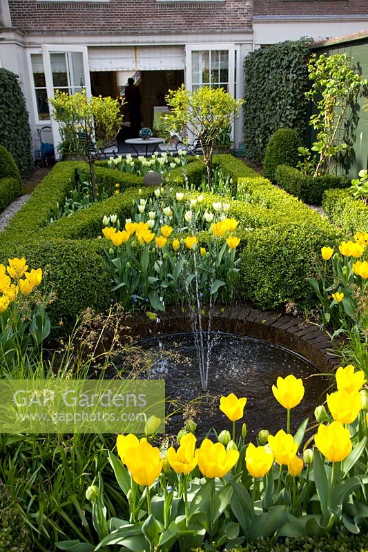 Formal small garden with water feature 