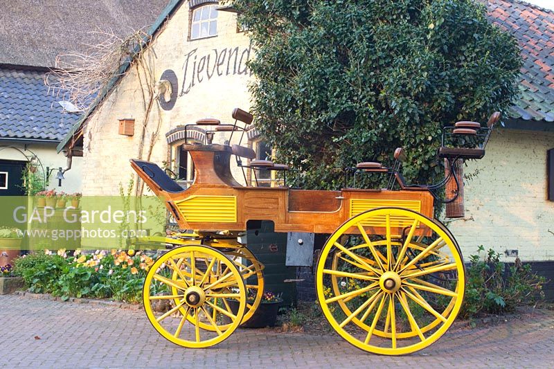 Carriage in front of the estate 