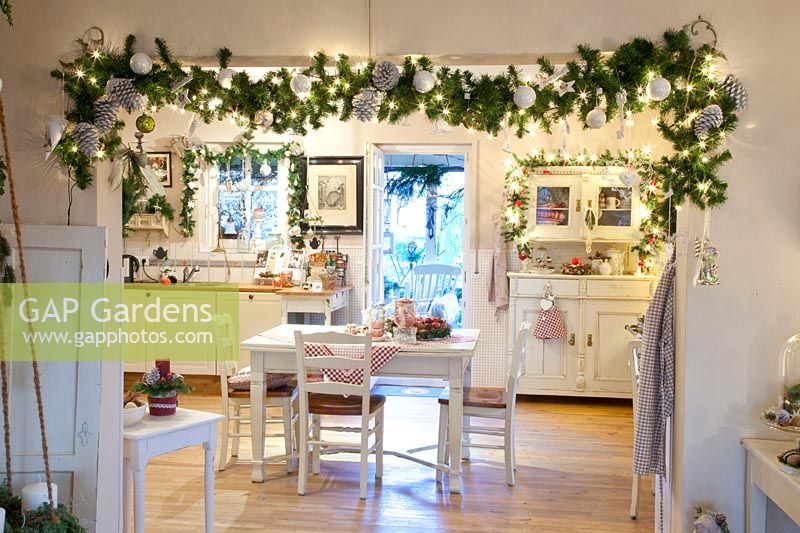 Christmas decorated kitchen 