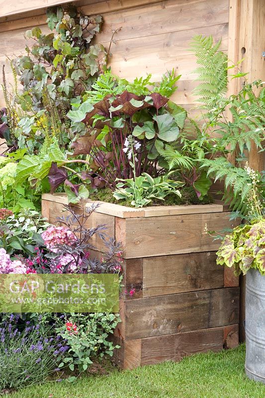 Raised bed made from old boards 